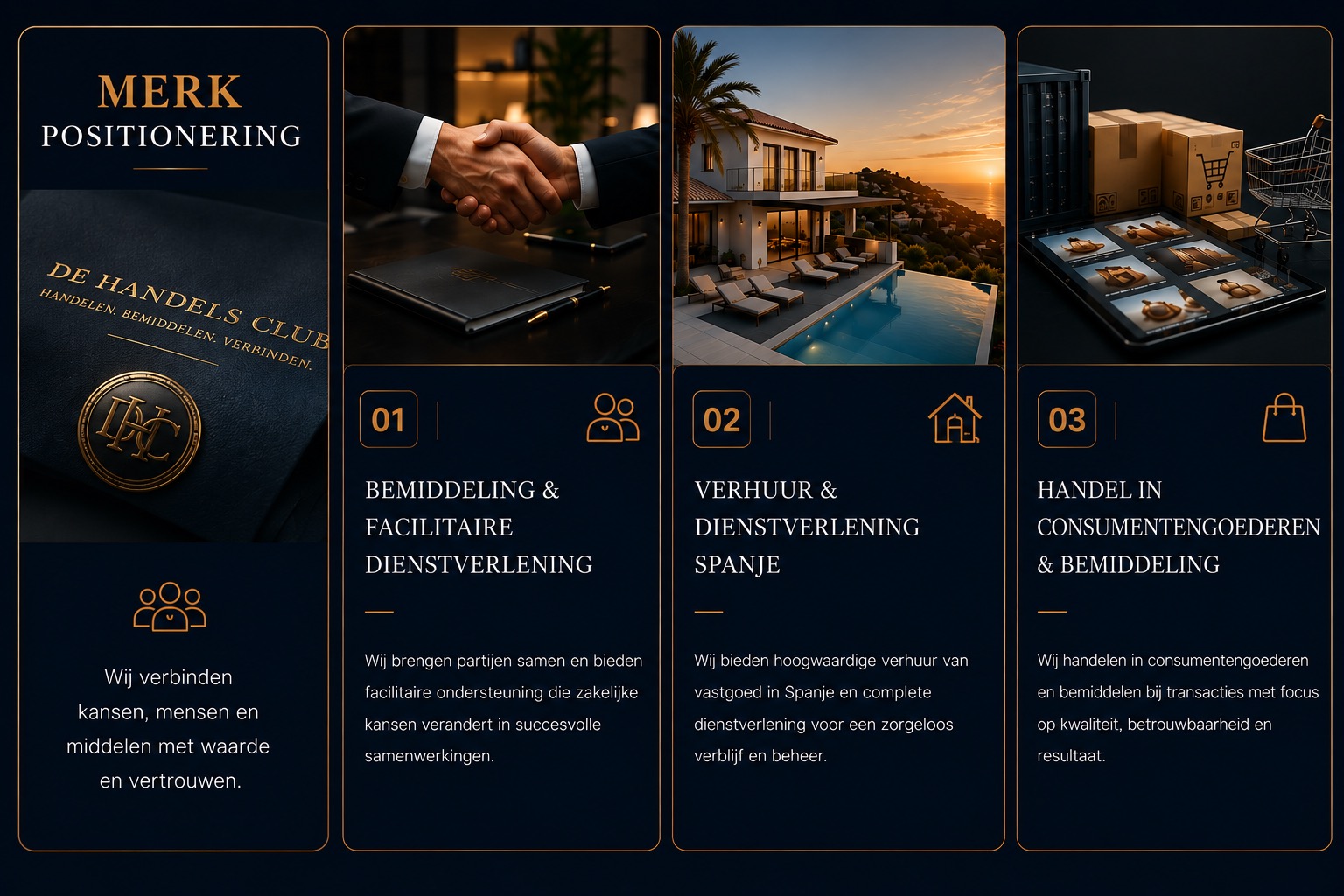 Wat wij doen — Bemiddeling, Vastgoed en Handel — De Handels Club